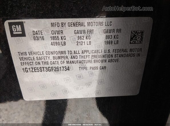 1G1ZE5ST3GF261734 2016 CHEVROLET MALIBU Black Engine compartment view