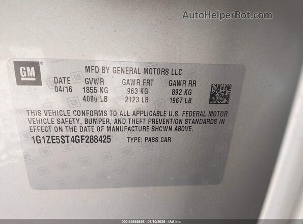 1G1ZE5ST4GF288425 2016 CHEVROLET MALIBU Tan Շարժիչի բաժամունքի տեսք