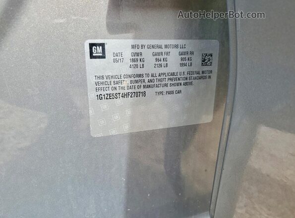 1G1ZE5ST4HF270718 2017 CHEVROLET MALIBU Gray Vista de la etiqueta del VIN