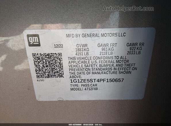 1G1ZE5ST4PF150657 2023 CHEVROLET MALIBU Pewter Widok komory silnika