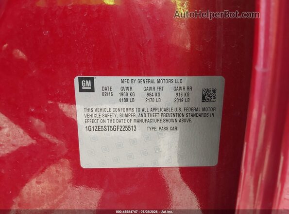 1G1ZE5ST5GF225513 2016 CHEVROLET MALIBU Red Շարժիչի բաժամունքի տեսք