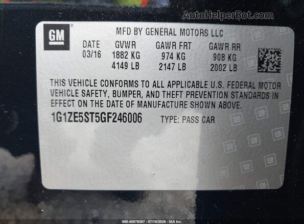 1G1ZE5ST5GF246006 2016 CHEVROLET MALIBU Black Вид підкапотного простору