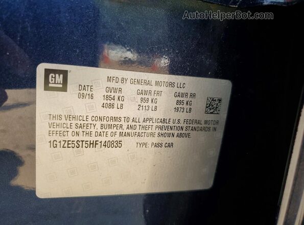 1G1ZE5ST5HF140835 2017 CHEVROLET MALIBU Синий Вид наклейки с VIN-кодом