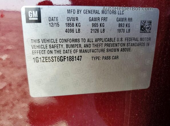 1G1ZE5ST6GF188147 2016 CHEVROLET MALIBU Burgundy Շարժիչի բաժամունքի տեսք