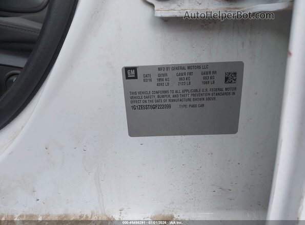 1G1ZE5ST6GF222099 2016 CHEVROLET MALIBU White Вид підкапотного простору