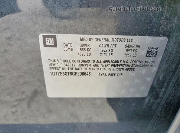 1G1ZE5ST6GF290645 2016 CHEVROLET MALIBU Gray Vista del compartimento del motor