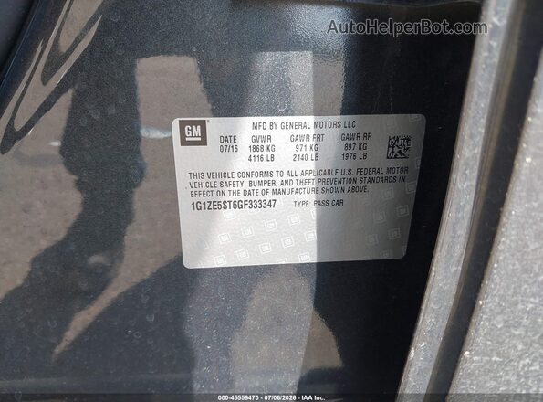 1G1ZE5ST6GF333347 2016 CHEVROLET MALIBU Gray Вид підкапотного простору