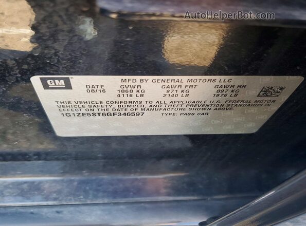 1G1ZE5ST6GF346597 2016 CHEVROLET MALIBU Black Вид підкапотного простору