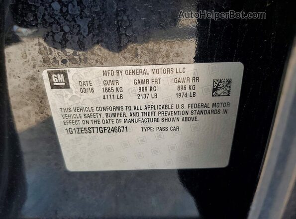 1G1ZE5ST7GF246671 2016 CHEVROLET MALIBU Black Widok komory silnika