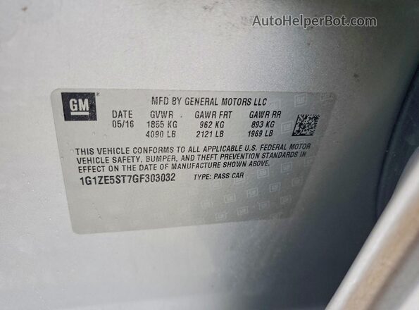 1G1ZE5ST7GF303032 2016 CHEVROLET MALIBU Silver Vista del compartimento del motor