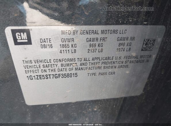 1G1ZE5ST7GF358015 2016 CHEVROLET MALIBU Серый Вид подкапотного пространства