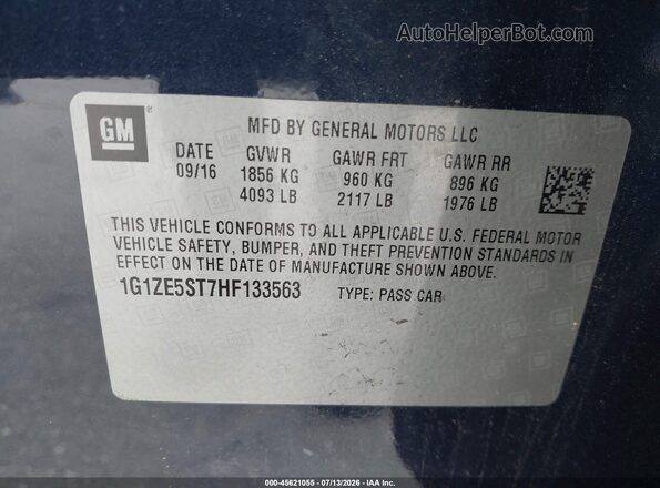 1G1ZE5ST7HF133563 2017 CHEVROLET MALIBU Blue Вид підкапотного простору