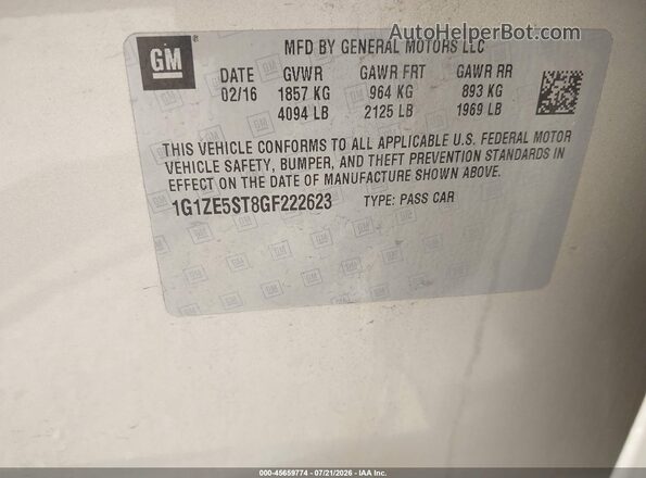 1G1ZE5ST8GF222623 2016 CHEVROLET MALIBU Gold ძრავის განყოფილების ხედი