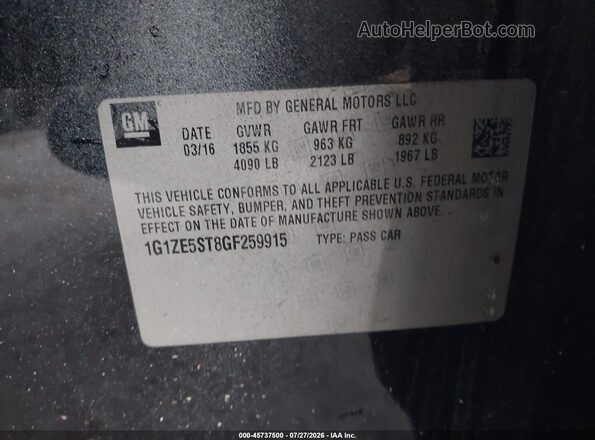 1G1ZE5ST8GF259915 2016 CHEVROLET MALIBU Black Engine compartment view