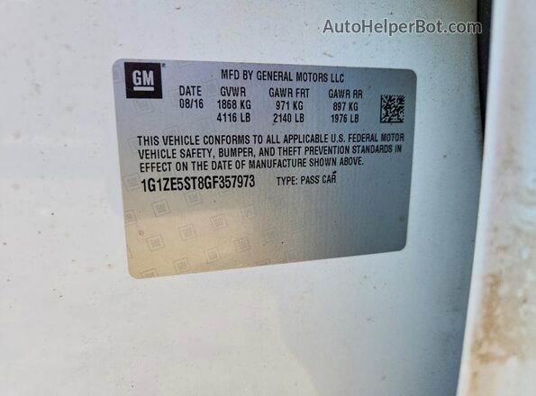 1G1ZE5ST8GF357973 2016 CHEVROLET MALIBU White Widok naklejki z numerem VIN