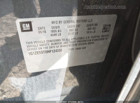 1G1ZE5ST8HF124306 2017 CHEVROLET MALIBU Gray Vista del compartimento del motor
