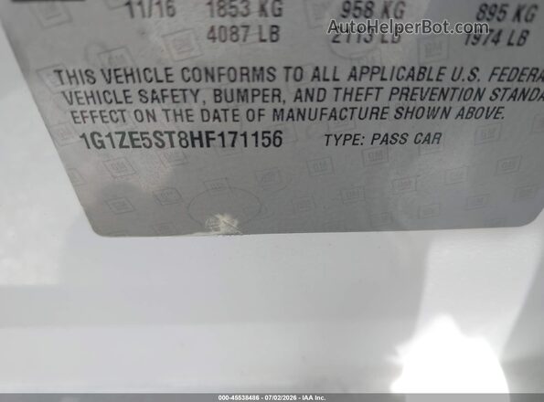 1G1ZE5ST8HF171156 2017 CHEVROLET MALIBU White Widok komory silnika