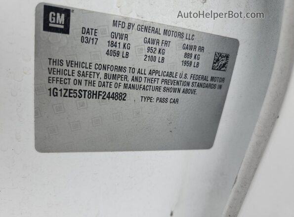 1G1ZE5ST8HF244882 2017 CHEVROLET MALIBU White Engine compartment view