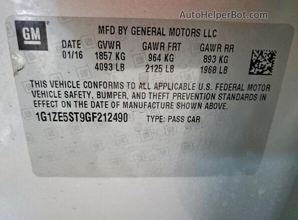 1G1ZE5ST9GF212490 2016 CHEVROLET MALIBU Silver Vista del compartimento del motor
