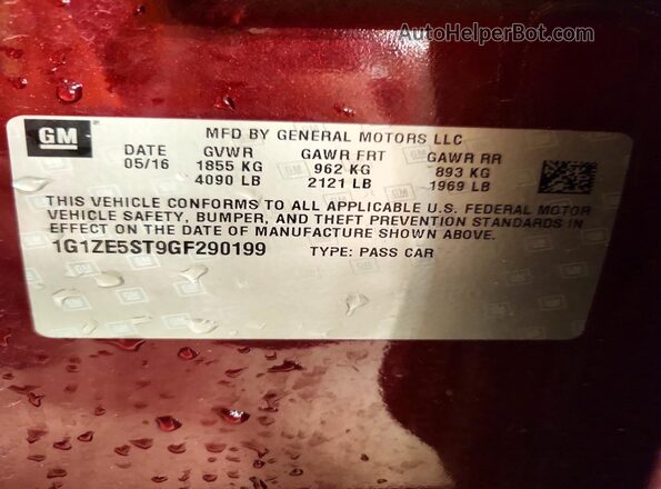 1G1ZE5ST9GF290199 2016 CHEVROLET MALIBU Burgundy Շարժիչի բաժամունքի տեսք
