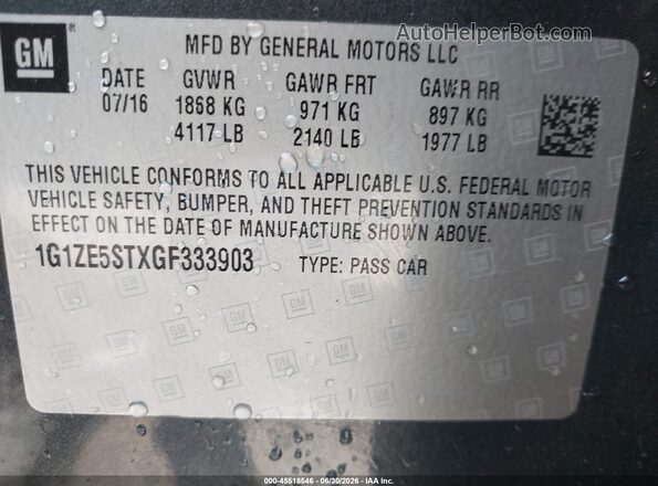 1G1ZE5STXGF333903 2016 CHEVROLET MALIBU Серый Вид подкапотного пространства