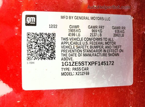 1G1ZE5STXPF145172 2023 CHEVROLET MALIBU Красный Вид подкапотного пространства