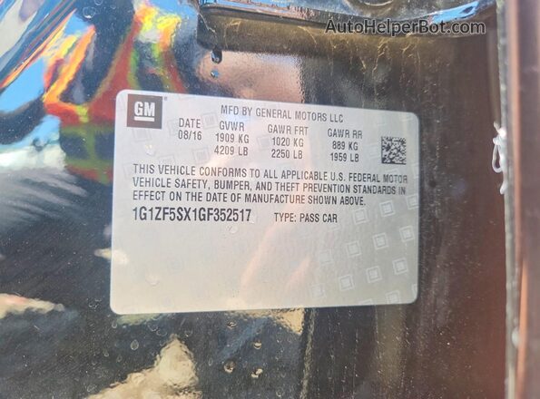 1G1ZF5SX1GF352517 2016 CHEVROLET MALIBU Black Engine compartment view
