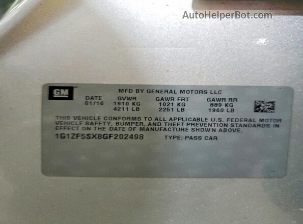 1G1ZF5SX8GF202498 2016 CHEVROLET MALIBU Silver ძრავის განყოფილების ხედი