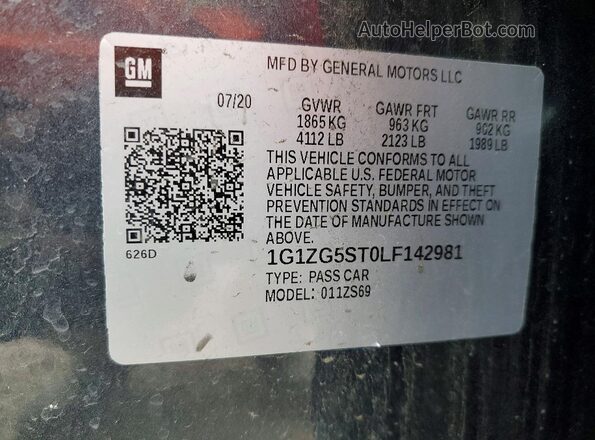 1G1ZG5ST0LF142981 2020 CHEVROLET MALIBU Gray Vista de la etiqueta del VIN