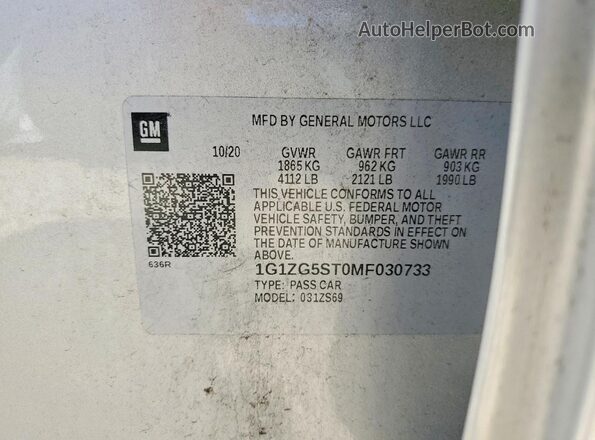 1G1ZG5ST0MF030733 2021 CHEVROLET MALIBU Silver Engine compartment view