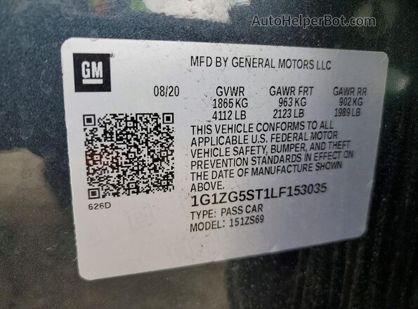 1G1ZG5ST1LF153035 2020 CHEVROLET MALIBU Charcoal Շարժիչի բաժամունքի տեսք
