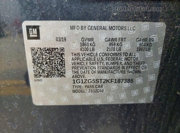 1G1ZG5ST2KF187385 2019 CHEVROLET MALIBU Blue ძრავის განყოფილების ხედი