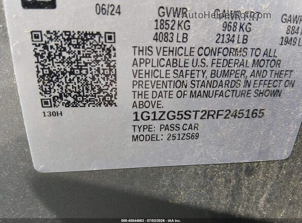 1G1ZG5ST2RF245165 2024 CHEVROLET MALIBU Silver Շարժիչի բաժամունքի տեսք