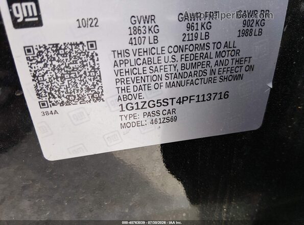 1G1ZG5ST4PF113716 2023 CHEVROLET MALIBU Black Вид підкапотного простору