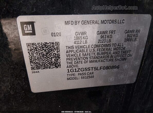 1G1ZG5ST5LF080896 2020 CHEVROLET MALIBU Black Շարժիչի բաժամունքի տեսք