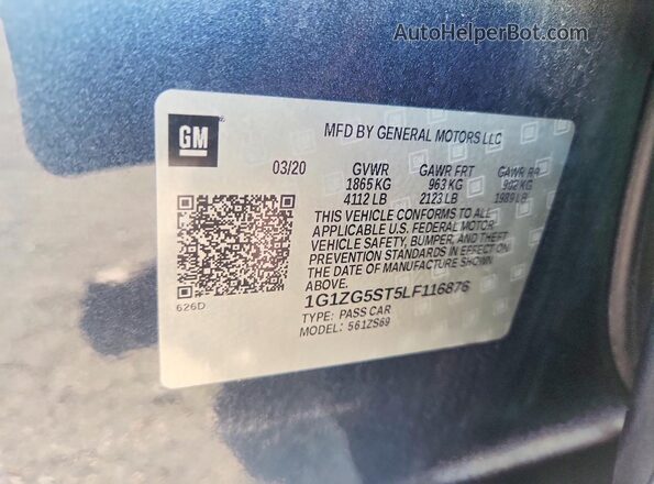 1G1ZG5ST5LF116876 2020 CHEVROLET MALIBU Gray ძრავის განყოფილების ხედი