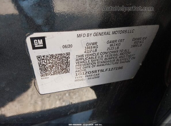 1G1ZG5ST5LF127196 2020 CHEVROLET MALIBU Dark Blue Շարժիչի բաժամունքի տեսք