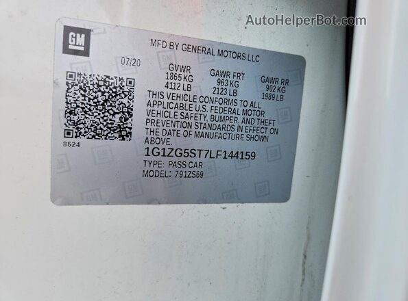 1G1ZG5ST7LF144159 2020 CHEVROLET MALIBU White Engine compartment view