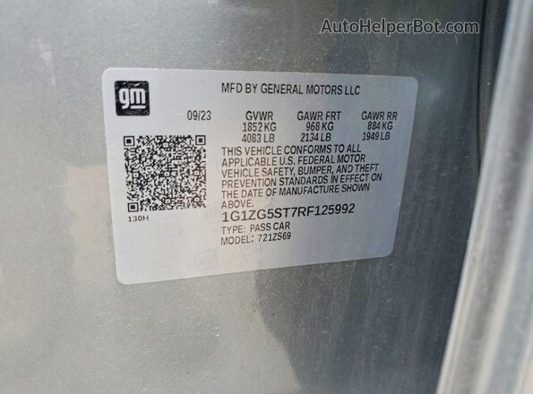 1G1ZG5ST7RF125992 2024 CHEVROLET MALIBU Gray Вид наклейки з VIN-кодом