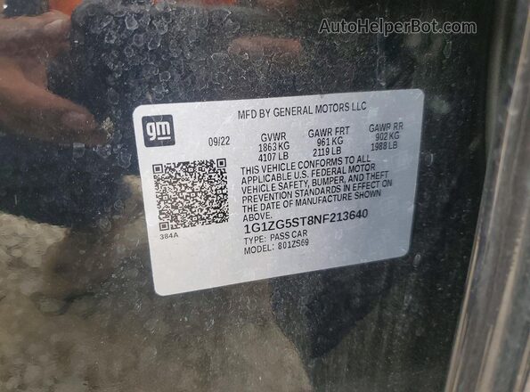 1G1ZG5ST8NF213640 2022 CHEVROLET MALIBU Black Вид підкапотного простору