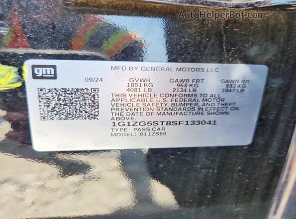 1G1ZG5ST8SF133041 2025 CHEVROLET MALIBU Black Widok komory silnika