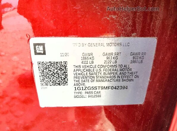 1G1ZG5ST9MF042394 2021 CHEVROLET MALIBU Бордовый Вид подкапотного пространства