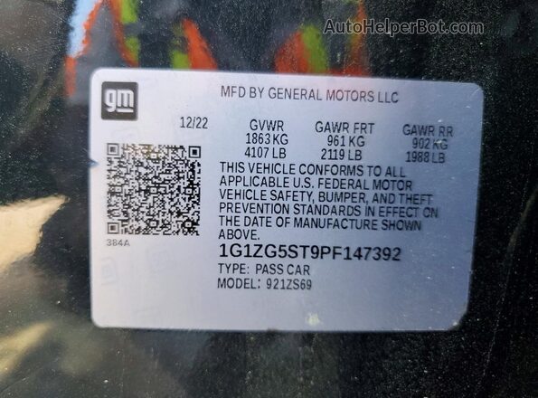 1G1ZG5ST9PF147392 2023 CHEVROLET MALIBU Black Widok naklejki z numerem VIN