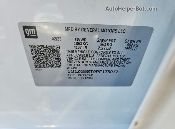 1G1ZG5ST9PF175077 2023 CHEVROLET MALIBU White Vista de la etiqueta del VIN