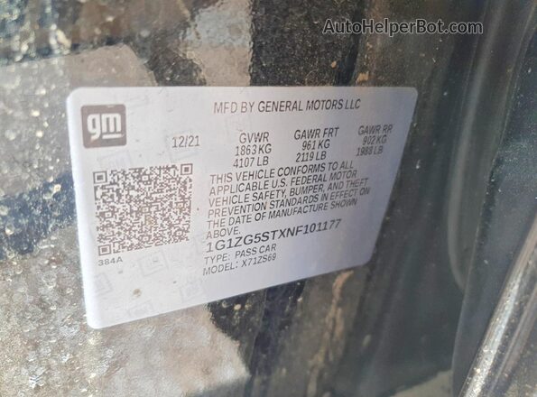 1G1ZG5STXNF101177 2022 CHEVROLET MALIBU Black Widok komory silnika