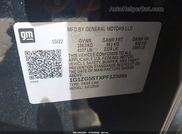 1G1ZG5STXPF123084 2023 CHEVROLET MALIBU Black Widok komory silnika