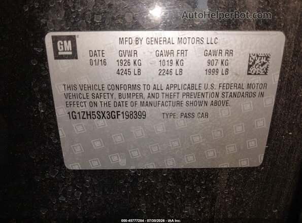 1G1ZH5SX3GF198399 2016 CHEVROLET MALIBU Black Շարժիչի բաժամունքի տեսք