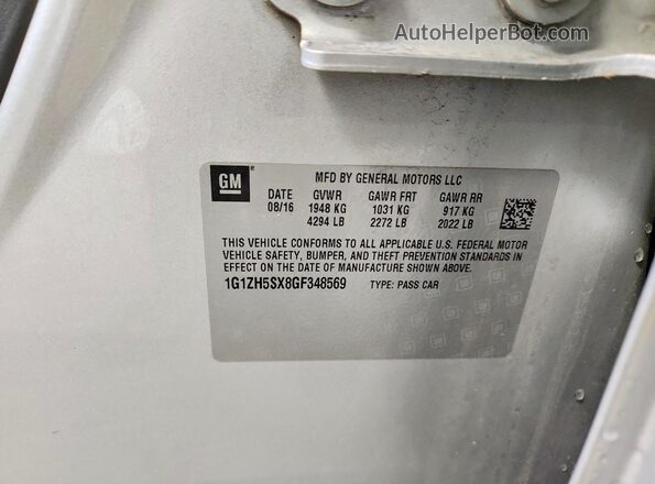 1G1ZH5SX8GF348569 2016 CHEVROLET MALIBU Silver Widok komory silnika