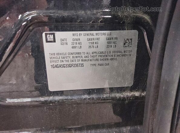 1G4GA5G33GF236735 2016 BUICK LACROSSE Black Вид підкапотного простору