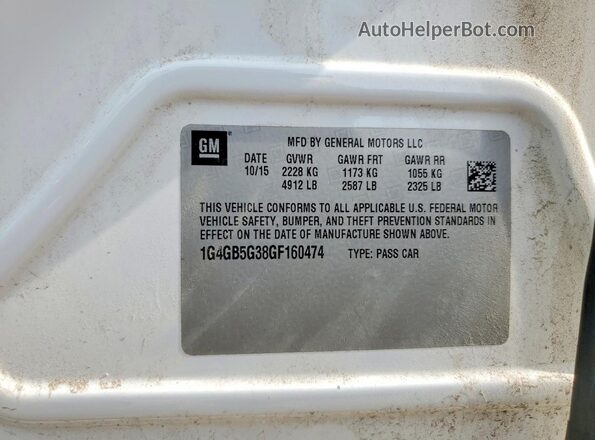 1G4GB5G38GF160474 2016 BUICK LACROSSE White Widok komory silnika